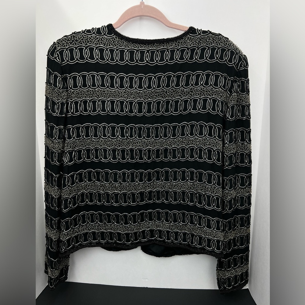 Vintage Scala Black Beaded Statement Jacket, 100%… - image 4
